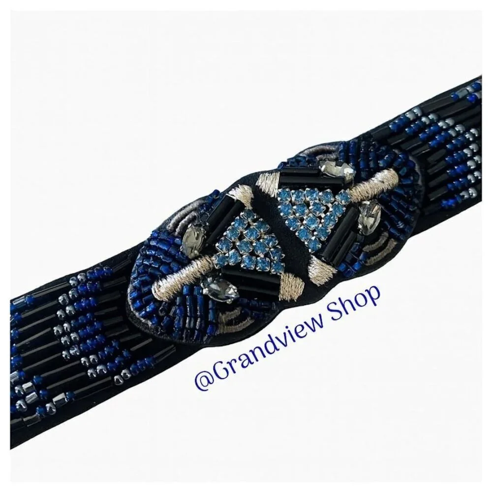 Stella & Dot Limited Edition Beaded Panther Jaguar Snap Cuff Bracelet
